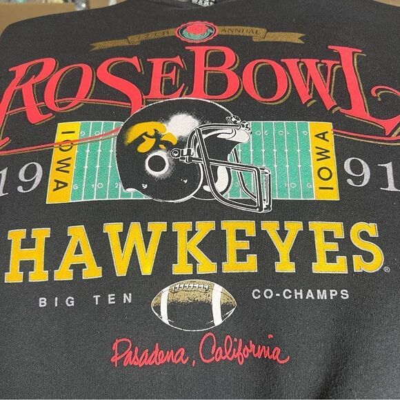 Large Vintage 1991 NCAA Iowa Hawkeyes rose bowl co-champ Football Sweatshirt - Picture 15 of 16